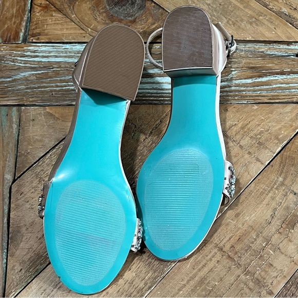 Betsey Johnson Blush Embellished Block Heel Ankle Strap Dress Sandals Size 7.5 - Picture 12 of 12